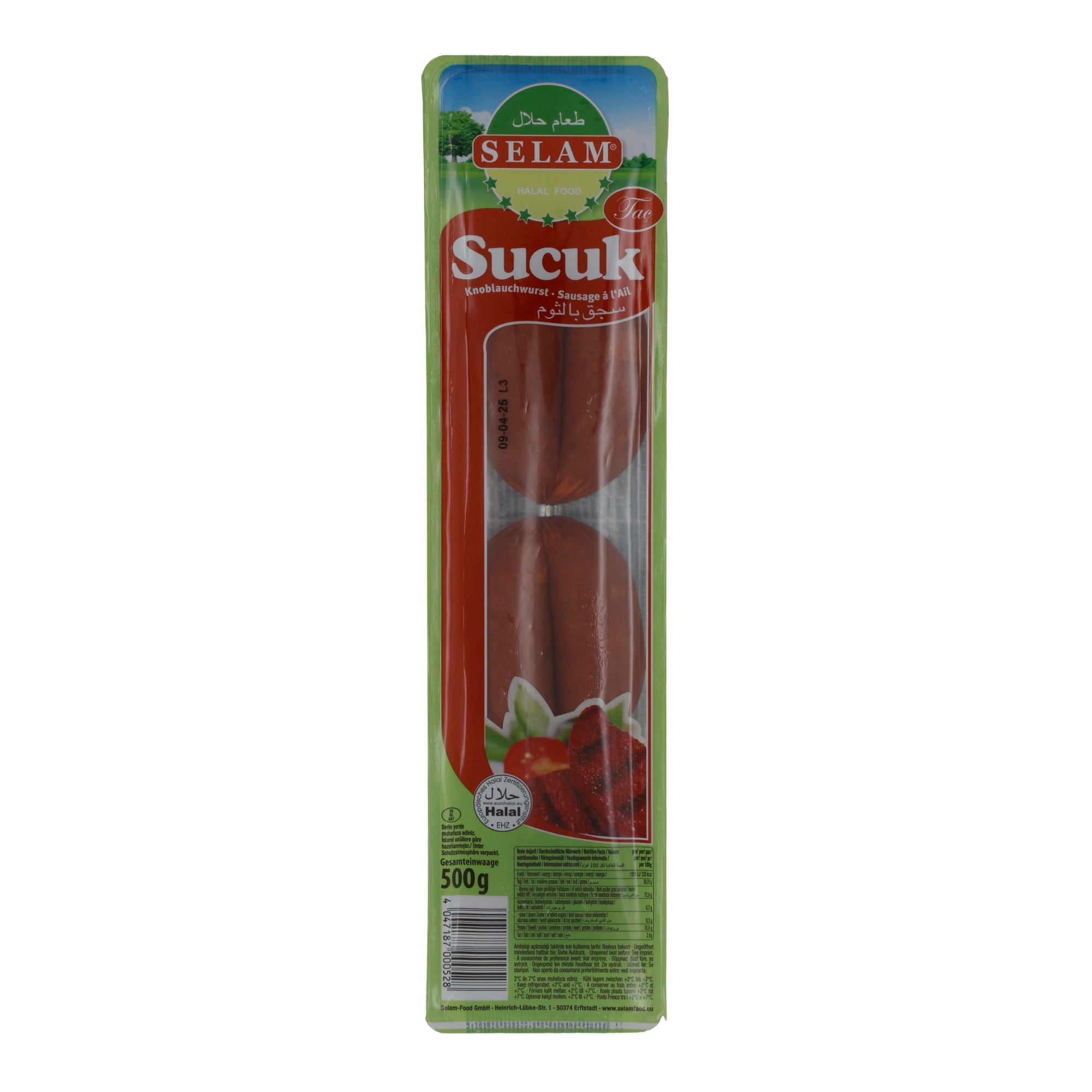Knoblauchwurst Selam | Sucuk | Halal, herzhaft | 500 g SELAM